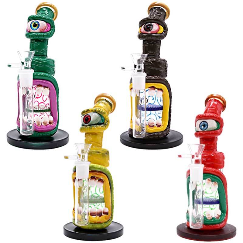 3D Big Mouth Monster Honeycomb Waterpipe (ES22305) | 10 inch | Assorted Colors product image